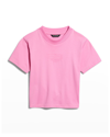 Balenciaga Kid's Tonal Logo Embroidered T-shirt In Pinkpink