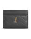 Saint Laurent Gaby Ysl Quilted Lambskin Card Case In 1112 Storm