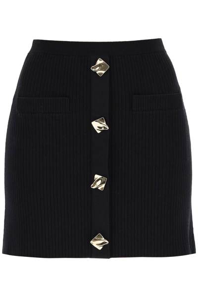 Self-portrait Self Portrait Knit Mini Skirt With Golden Buttons In ...