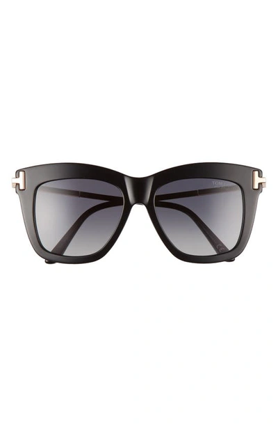 Tom Ford Dasha 52mm Polarized Square Sunglasses In Black/ Rose Gold/ Smoke Grad