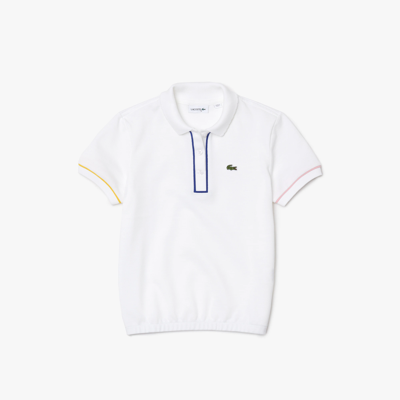 Lacoste Kids' Elasticized Waist Cotton Piqué Polo - 8 Years In White