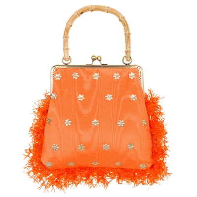 Natalie And Alanna Poppy Tangerine Embellished Evening Bag-made To Order