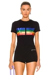 Acne Studios Double Rainbow Face Cotton Blend Crewneck T-shirt In Black
