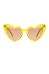 Saint Laurent Lou Lou 54mm Heart-shaped Sunglasses In Yellow