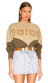 Isabel Marant Étoile Houston Flocked Two-tone Cotton-blend Jersey Sweatshirt In Military