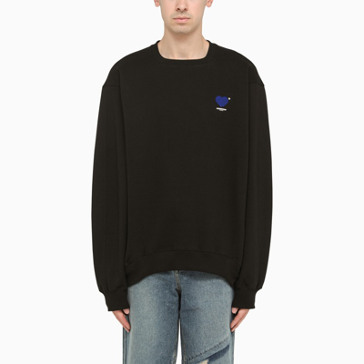 Ader Error Black Twin Heart Crew Neck Jumper