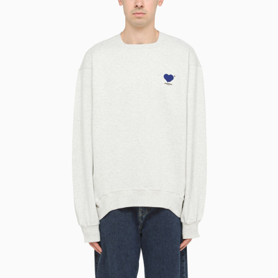 Ader Error Light Grey Twin Heart Crew Neck Jumper In White