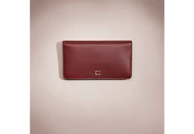Coach Restored Slim Wallet In Brass/wine