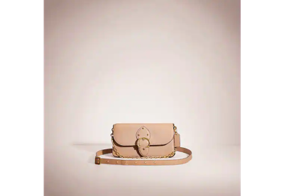 Coach Restored Beat Crossbody Clutch In Brass/taupe