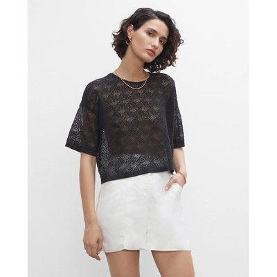 Club Monaco Lace Stitch Tee In Black