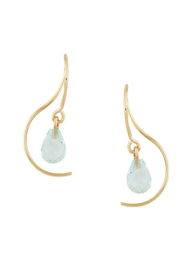 Saks Fifth Avenue Women's 14k Yellow Gold & Blue Topaz Drop Earrings