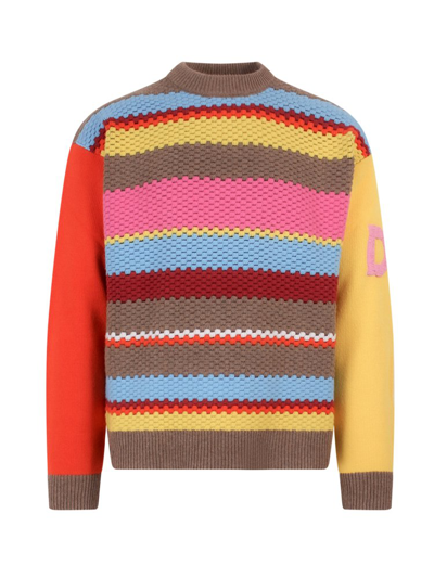 Dsquared2 Striped-knit Jumper In Yellow