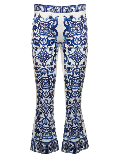 Dolce & Gabbana Majolica-print Cropped Trousers In Multi
