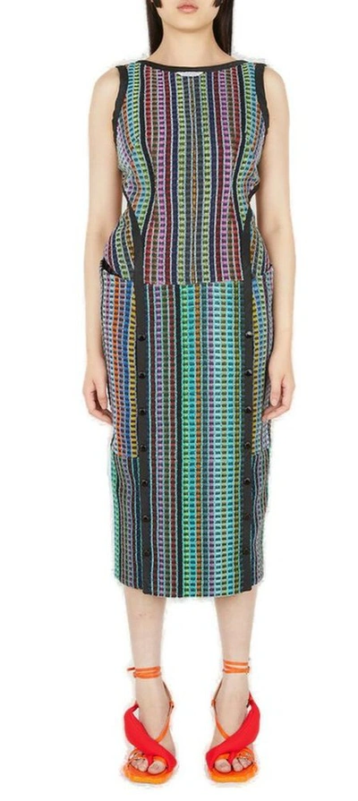 Marine Serre Terry Kitchen Towels Sleeveless Midi Dress In Multi