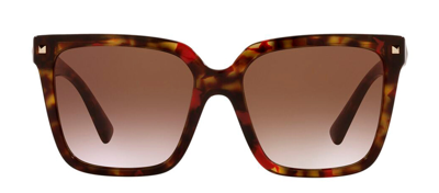 Valentino Va 4098 518913 Square Sunglasses In Brown