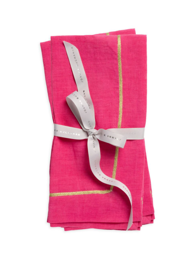 Joanna Buchanan Gold Trim Linen Dinner Napkins