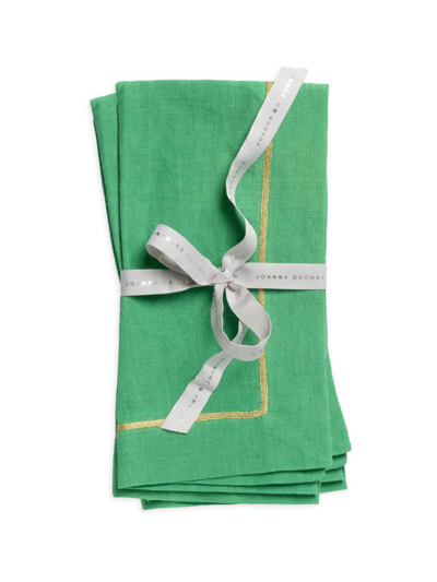 Joanna Buchanan Gold Trim Linen Dinner Napkins