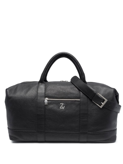 Zadig & Voltaire Initiale Jamie Grained-leather Bag In Schwarz