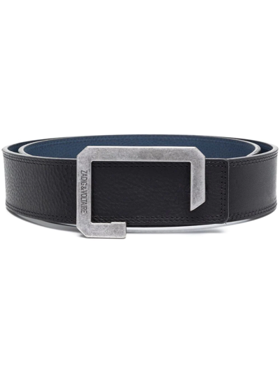 Zadig & Voltaire La Reversible Leather Belt In Schwarz