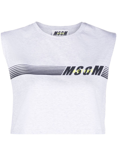 Msgm Active Stripe Logo Tank Top In Grau