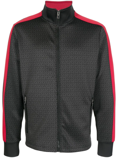 Michael Kors Logo Stretch Knit Track Jacket In Black