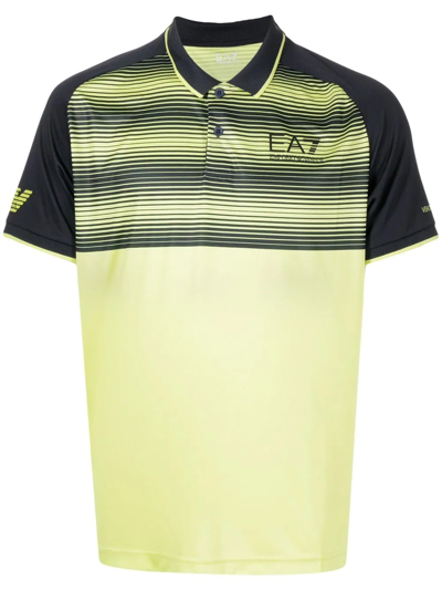 Ea7 Logo-print Short-sleeved Polo Shirt In Grün