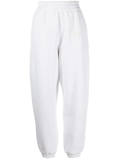 Alexander Wang Essential Brand-print Cotton-blend Jogging Bottoms In White