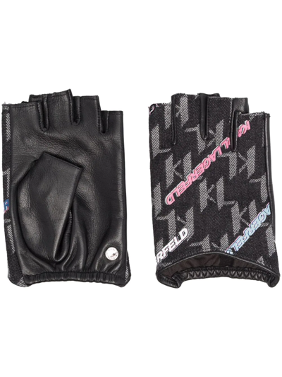Karl Lagerfeld K/monogram Panelled Gloves In Schwarz