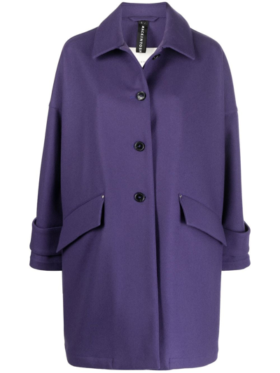 Mackintosh Humbie Hood Wool Overcoat In Purple