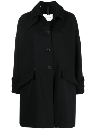 Mackintosh Humbie Hood Wool Overcoat In Black