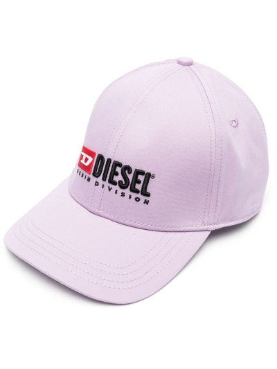 Diesel Logo刺绣六面拼接棒球帽 In Violet