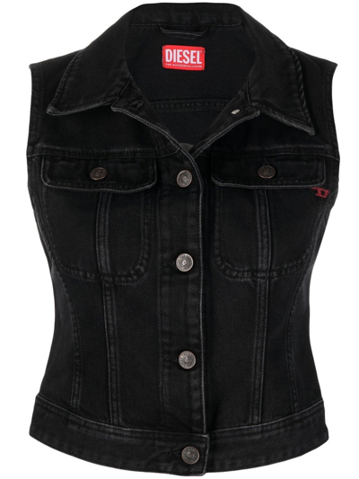 Diesel De-slimmy Fitted Denim Jacket In Black