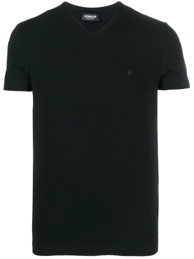 Dondup V-neck Fitted T-shirt In Schwarz