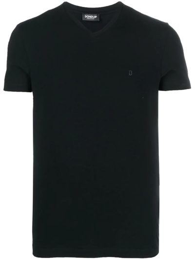 Dondup V-neck Fitted T-shirt In Black