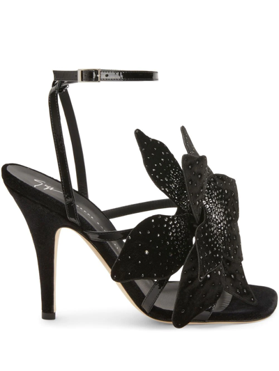 GIUSEPPE ZANOTTI FLORANT FLOWER-MOTIF LEATHER SANDALS