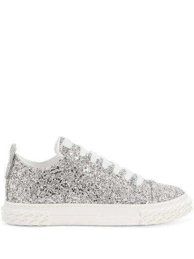 Giuseppe Zanotti Blabber Womens Lifestyle Glitter Casual And Fashion Sneakers In Argento