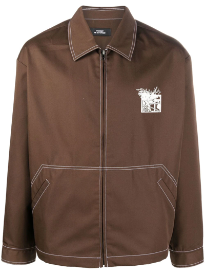 Paccbet Graphic-print Zip-up Jacket In Braun