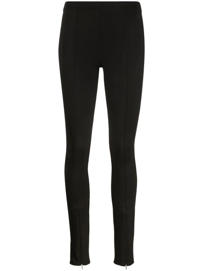Calvin Klein Logo-embroidered Cuff-zip Leggings In Black