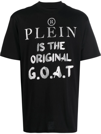 Philipp Plein Slogan-print Round Neck T-shirt In Schwarz