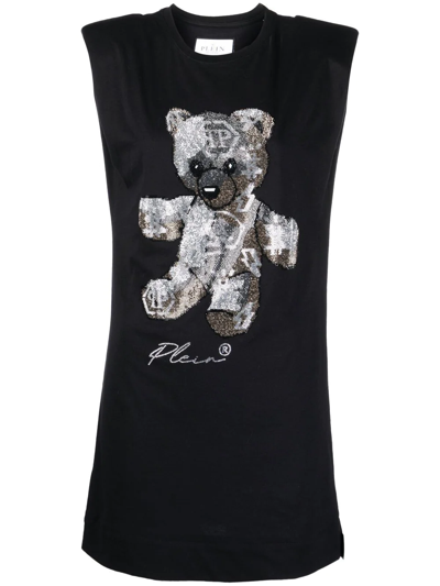 Philipp Plein Crystal-embellished T-shirt Dress In Schwarz