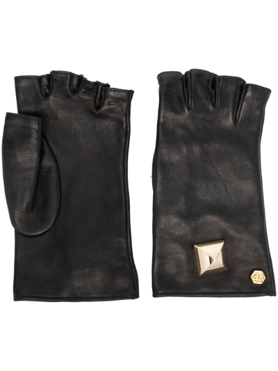 Philipp Plein Stud-embellished Driver Gloves In Schwarz