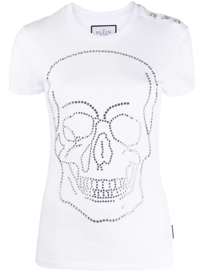 Philipp Plein Crystal-embellished Cotton T-shirt In White