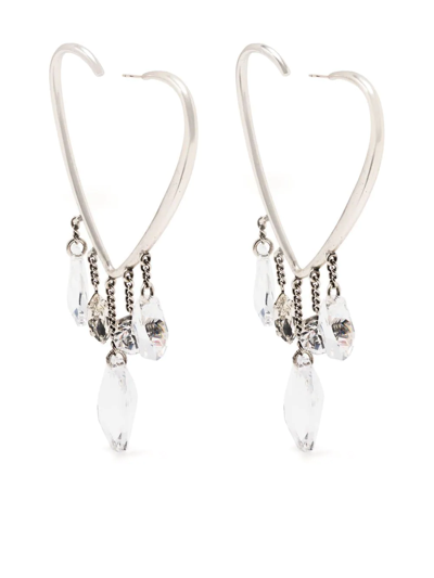 Saint Laurent Embellished Hoop Earrings In Silver