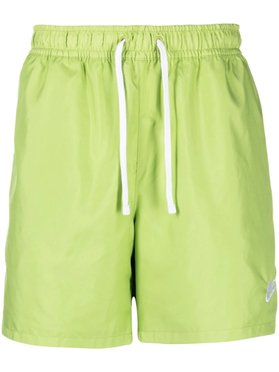 Nike Green Polyester Shorts In Vivid Green/white