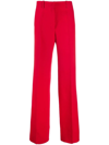 Valentino Silk And Wool-blend Crepe Straight-leg Pants In Red