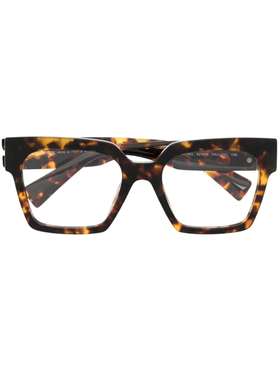 Miu Miu Tortoiseshell-effect Square Glasses In Braun