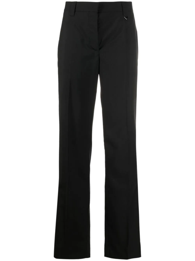 Prada Tailored Logo-plaque Trousers In Schwarz