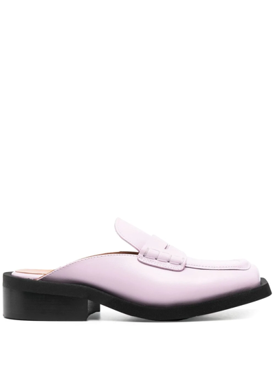 Ganni Square Toe Backless Loafers In Winsome Orchid
