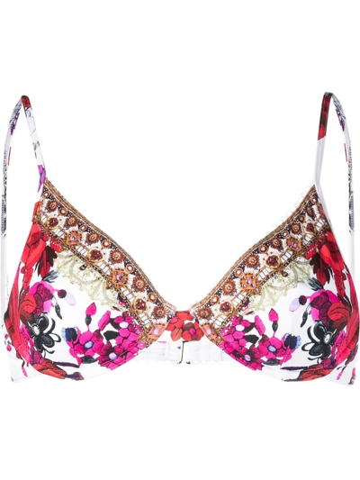 Camilla Graphic-print Bikini Top In Reign Of Roses