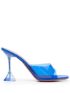 Amina Muaddi Lupita Glass Pvc And Leather Mules In Blue